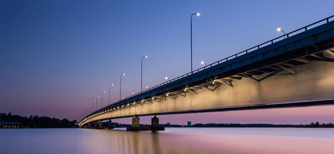 Smart Lights on bridge at night