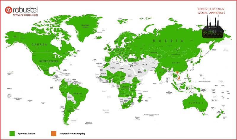 Mapa mundial de homologaciones de Robustel