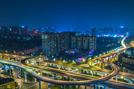 Smart Lights on bridge at night