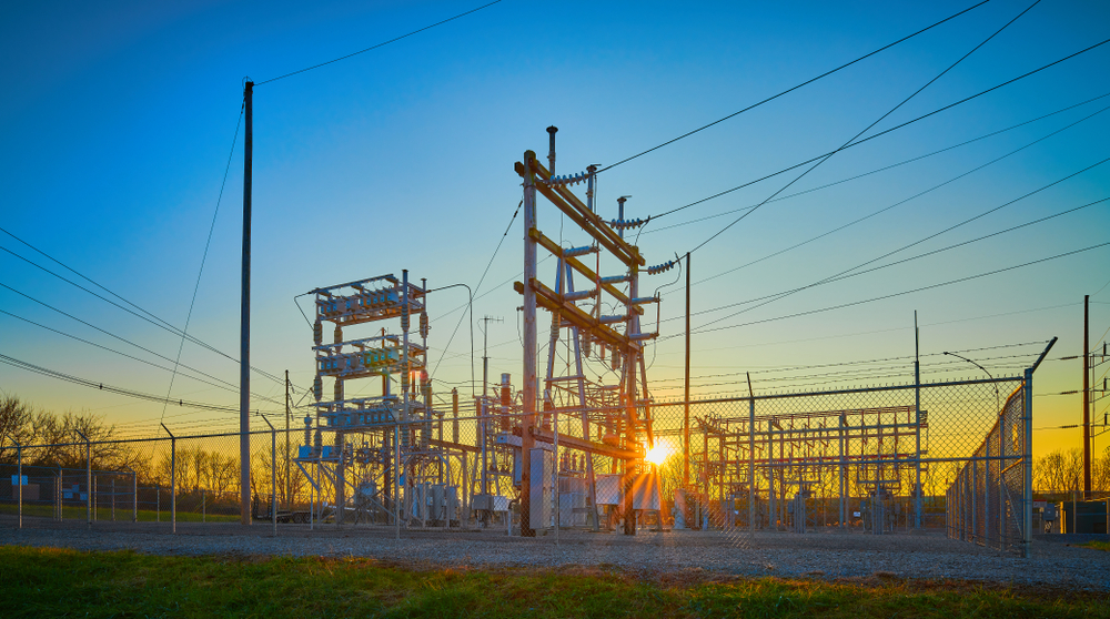 Electrical,Substation,At,Sunset