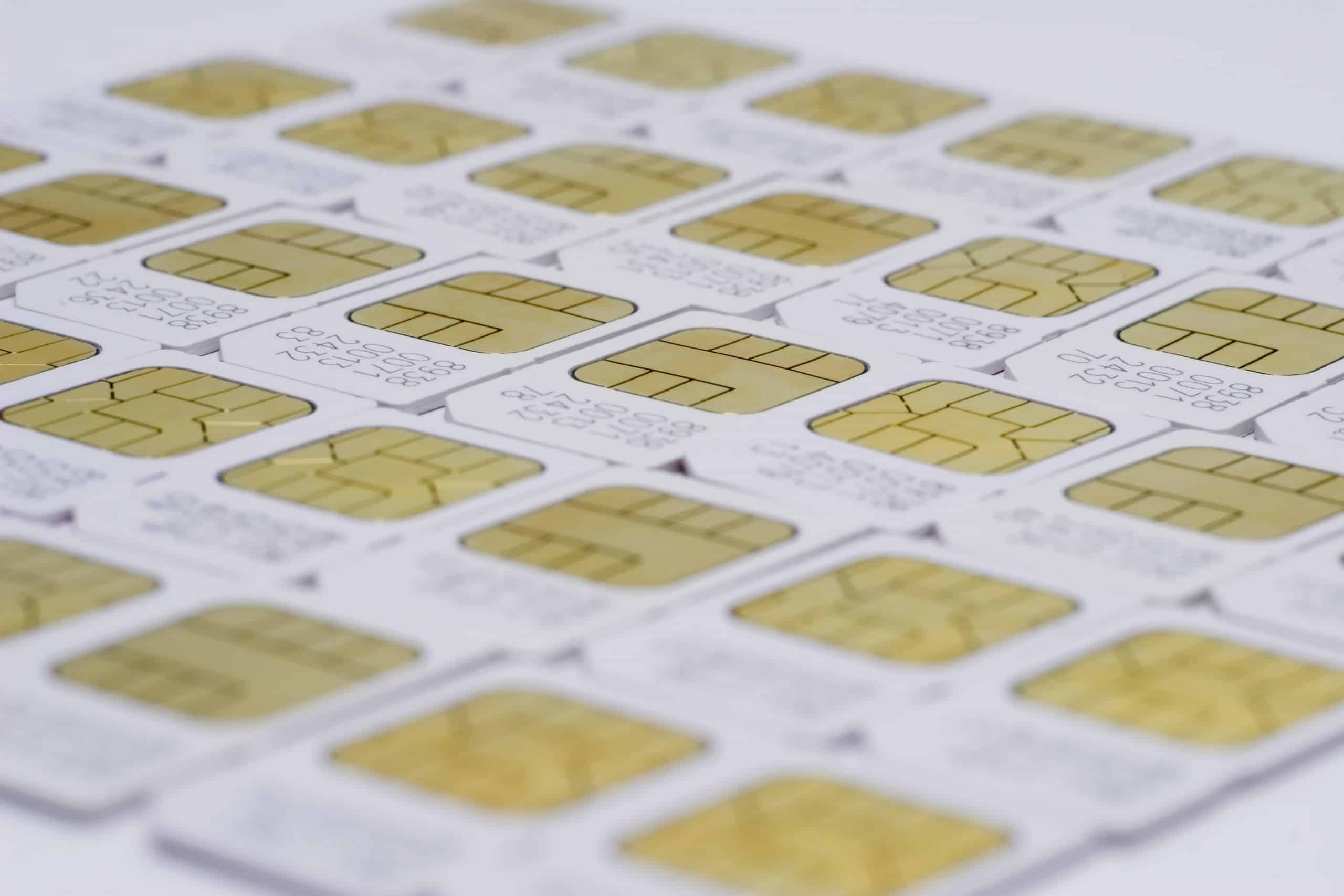 GSM 3G SIM-cards for mobile over white background